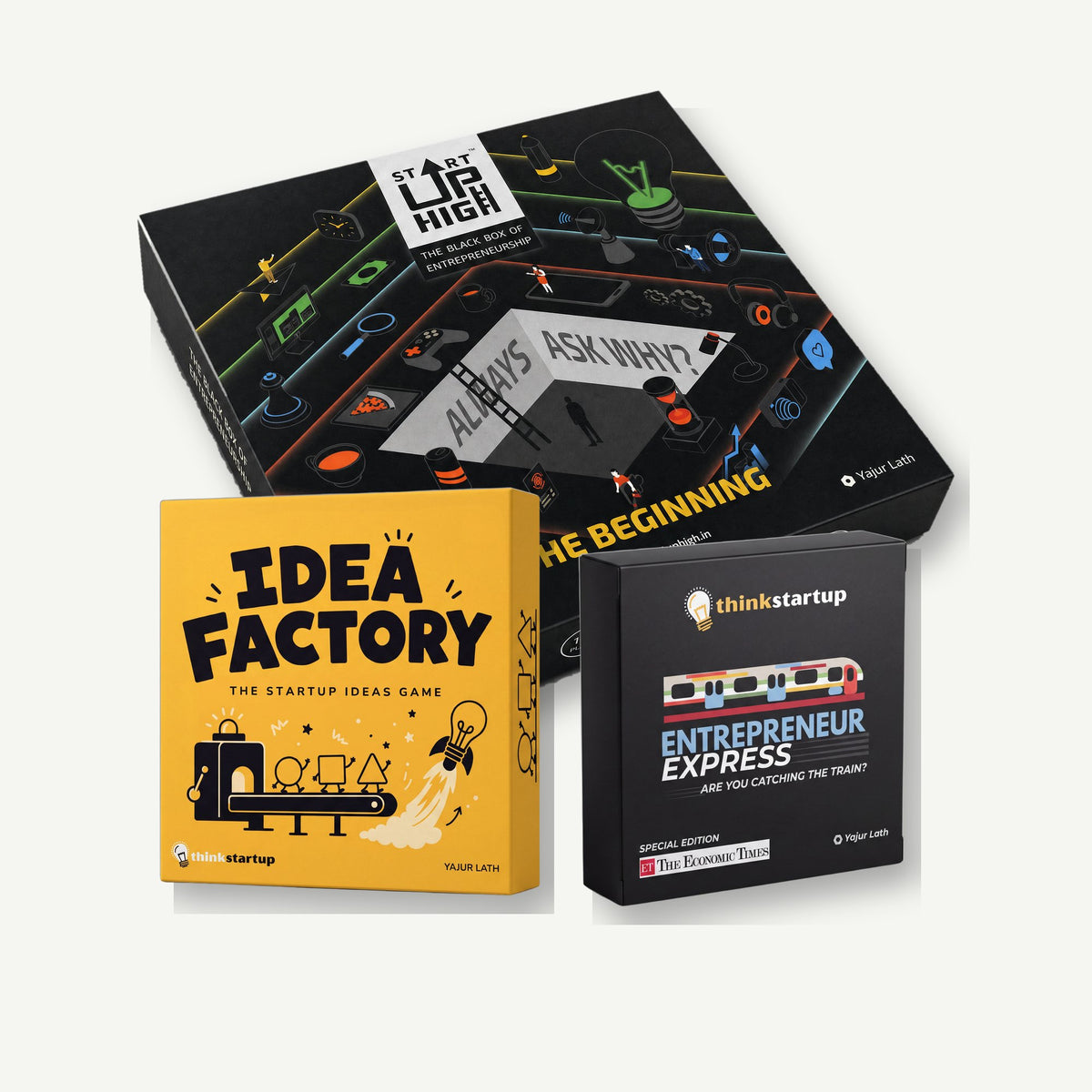 Startup High, Idea Factory and Entrepreneur Express boxes together